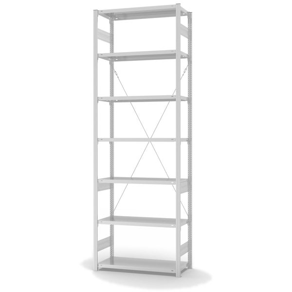 PROREGAL Lebensmittel Fachbodenregal Stecksystem T-Profil Grundregal HxBxT 300 x 100 x 40 cm 7 Ebenen Fachlast 145 kg Hygienische Beschichtung Weiß