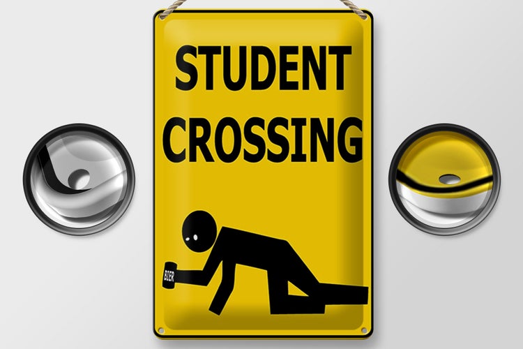 Blechschild Spruch 20x30cm student crossing Bier
