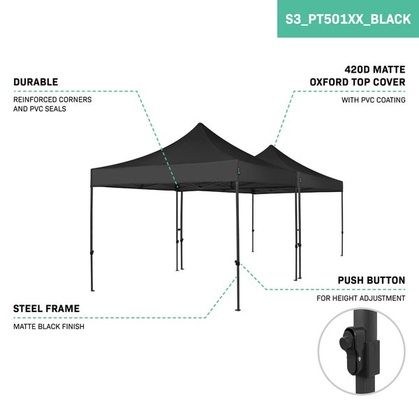 VONROC Pavillon 6x3m wasserdicht stabil - Partyzelt EasyUp System [3Min Aufbau] Popup Faltpavillon modular erweiterbar als Festival Zelt, Gartenpavillon