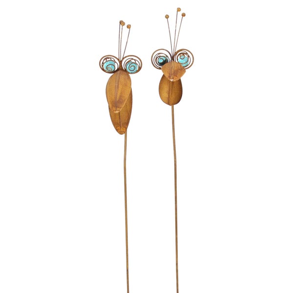 FRANK FLECHTWAREN | Gartenstecker Vogelplausch, 2er Set, 17 x 8,5 x 107 cm, METALL