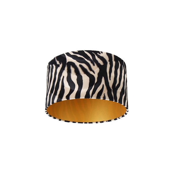 Velours Lampenschirm Zebra Design 35/35/20 Gold innen