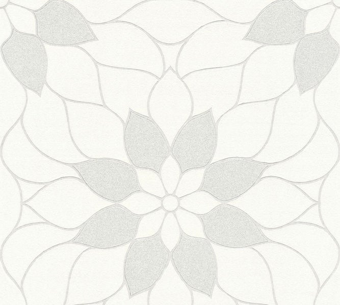 A.S. Création Tapete Blumen Weiß und Grau - 53 cm x 10.05 m - AS-361707