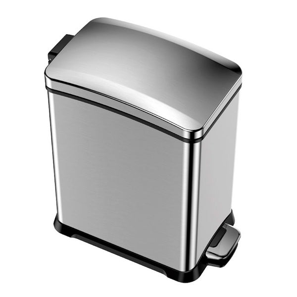 PROREGAL Rechteckiger Treteimer Aus Gebürstetem Edelstahl 15 Liter HxBxT 42 x 21,7 x 38,2 cm Silber