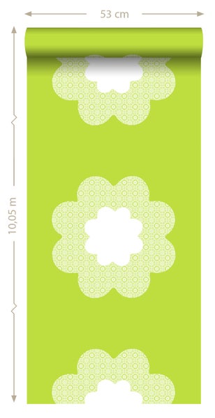 Tapetenrolle mit Blumenmuster, 53 cm breit, 10,05 m lang