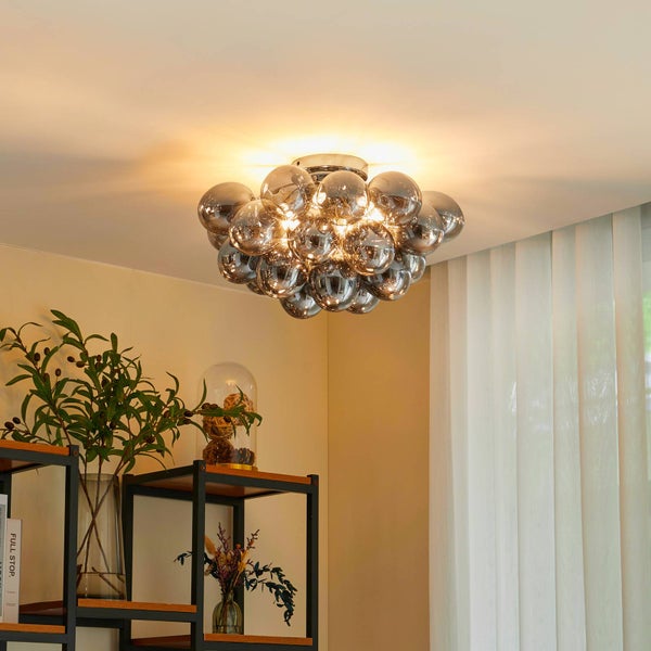 Lucande Deckenlampe Diborah (Design, Modern) in Alu aus Glas (6 flammig G9) - Deckenleuchte Lampe Wohnzimmerleuchte