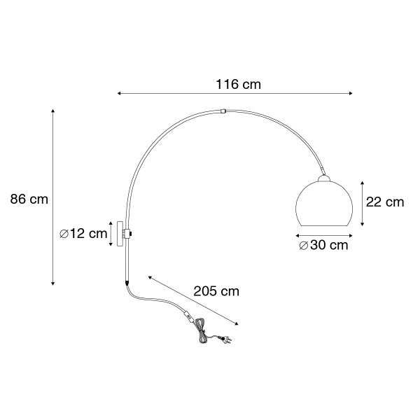 Skizze einer Bogenleuchte mit Maßangaben