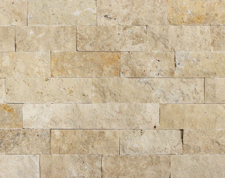 Wohnrausch Wandverblender Naturstein Travertin Splitface RUSTIC 7,5 cm hoch, 1 qm, beige, gelb, gold