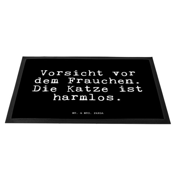 Mr. & Mrs. Panda 40 x 60 cm Fußmatte Vorsicht vor dem Frauchen.... - Schwarz