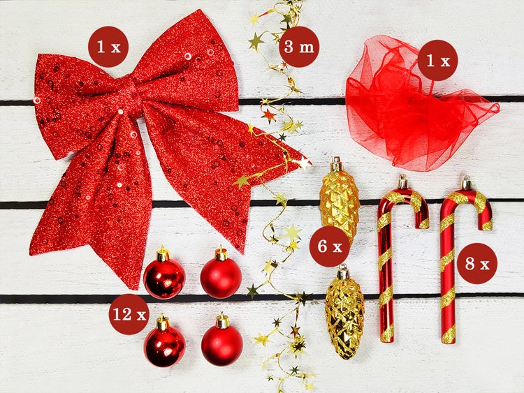 LAALU Geschmückter künstlicher Weihnachtsbaum SANTA CLAUS 60 cm mit LED-BELEUCHTUNG IM TOPF