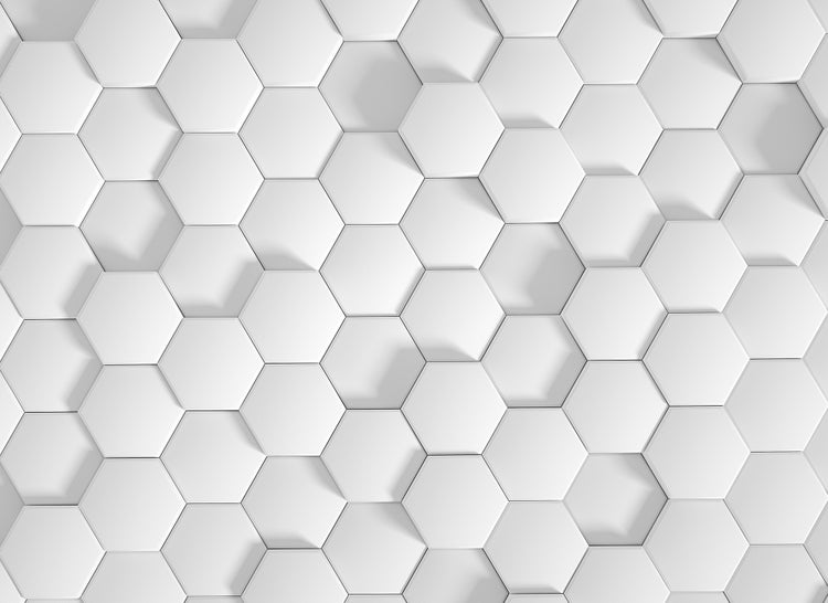 3D-Wandpaneel mit hexagonalem Wabenmuster, unterschiedliche Höhen für einen Tiefeneffekt.