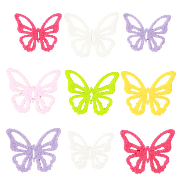 Neun dekorative Schmetterlinge aus Filz