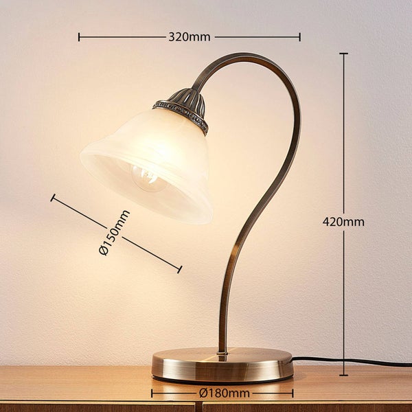 Lindby LED Tischlampe Mialina in Bronze aus Glas (1 flammig, E27) - Tischleuchte Schreibtischlampe Nachttischlampe Wohnzimmerleuchte