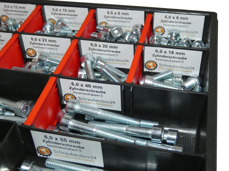 200 tlg Zylinderschrauben Sortiment M6 // 6mm-60mm Schrauben Set Schraubenbox DIN 912/ISO4762 Bolzen Vollgewindeschrauben Maschinenschrauben Gewindeschrauben Zylinderkopfschrauben
