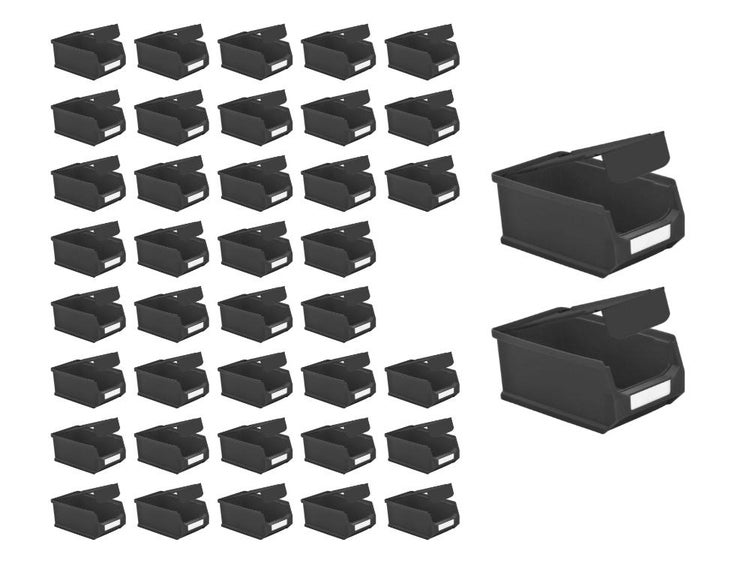 PROREGAL SuperSparSet 40 x Leitfähige Sichtlagerbox 2.0 Mit Abdeckung HxBxT 7,5 x 10 x 17,5 cm 0,8 Liter ESD Sichtlagerbehälter Sichtlagerkasten