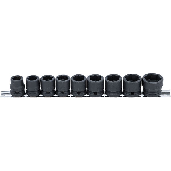 BGS Kraft-Steckschlüssel-Einsatz-Satz Sechskant, extra flach Antrieb Innenvierkant 12,5 mm (1/2) SW 13 - 24 mm 9tlg. - 9551