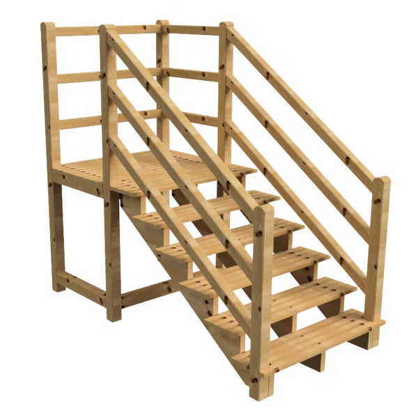 Holztreppe mit Geländer