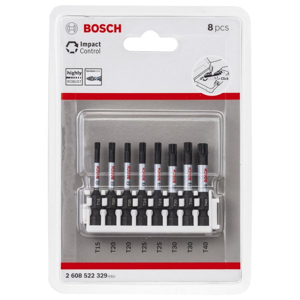 Bosch PRO Torx Impact Bit T15; T20(x2); T25(x2); T30(x2); T40 55 mm 8-tlg. - 2608522329