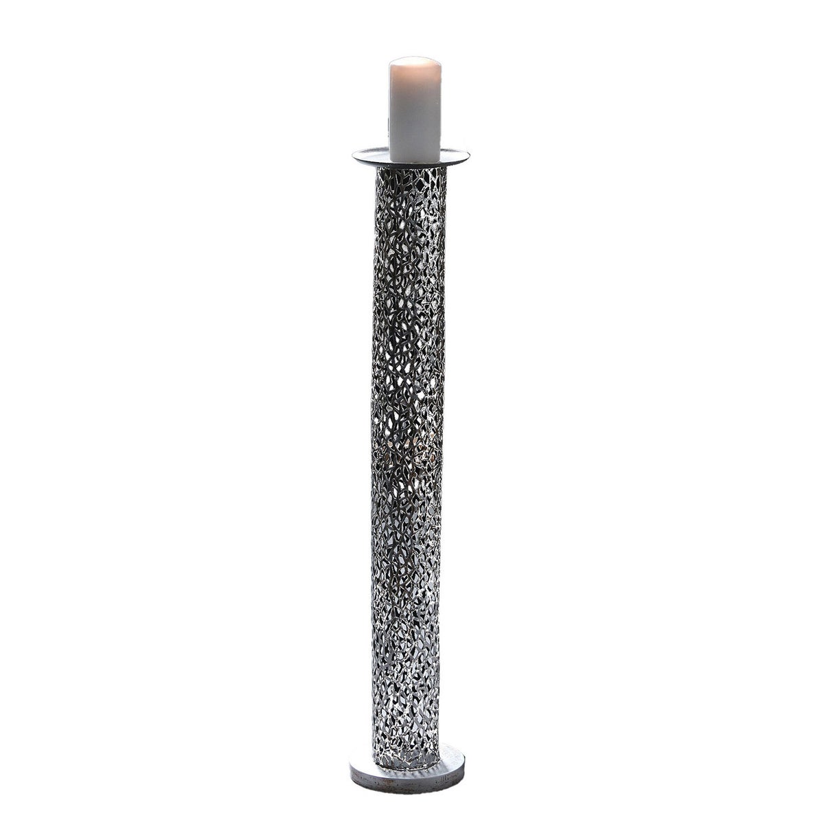Kerzenleuchter GILDE Dekoration Höhe 100cm silberfarben Metall