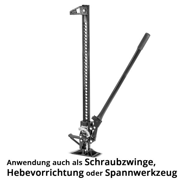 Detailansicht eines schwarzen Wagenhebers