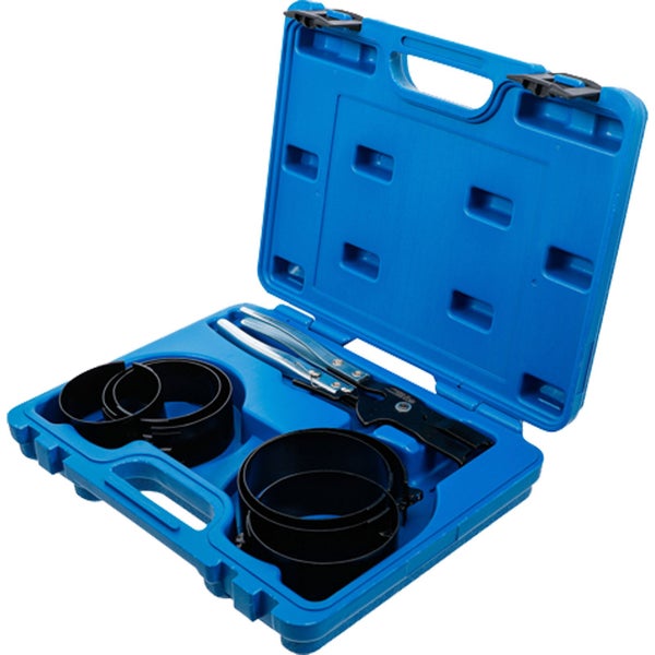 Werkzeugsatz für Schlauchschellen in einem blauen Koffer