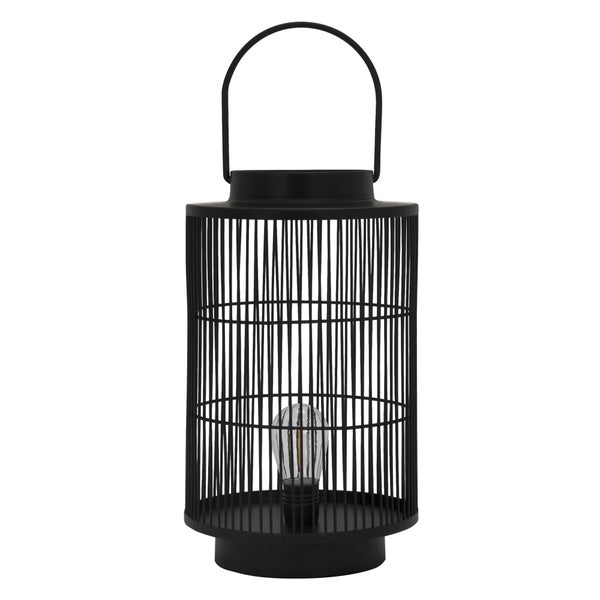 ECD Germany LED Laterne Ø18xH42 cm, Schwarz, Metall, Gitter Design, Gartenlaterne mit Henkel, batteriebetrieben, Outdoor Leuchte, Wohnzimmer & Garten Deko-Windlicht, Hänge Steh Lampe für Innen & Außen