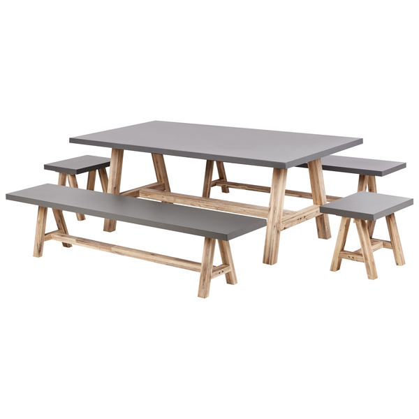 Gartenmöbel Set mit Bänken 8-Sitzer TONNARE Beton Grau