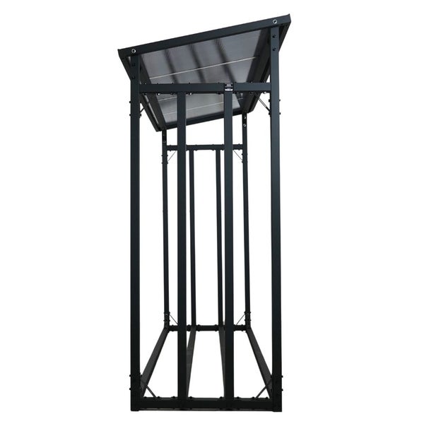 Brennholzregal aus Metall mit Dach