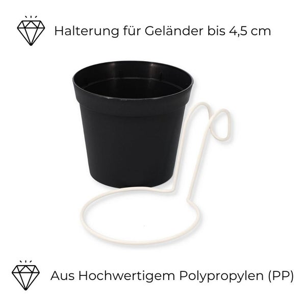 5 x Hängetopf Blumentopf Pflanztopf Set mit Haken Halterung Hängeblumentopf Wand