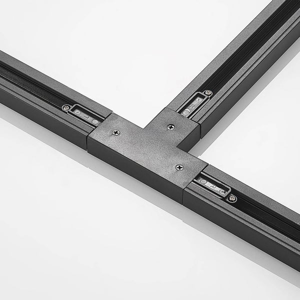 T-Verbinder für Schienensystem, schwarz, zur Verbindung von drei Stromschienen.