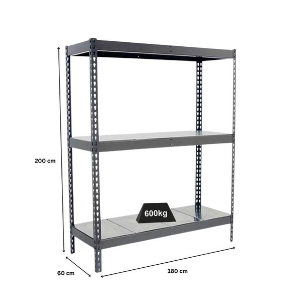 PROREGAL Schwerlastregal Metal Beast Three HxBxT 200 x 180 x 60 cm Fachlast 600 kg Grau