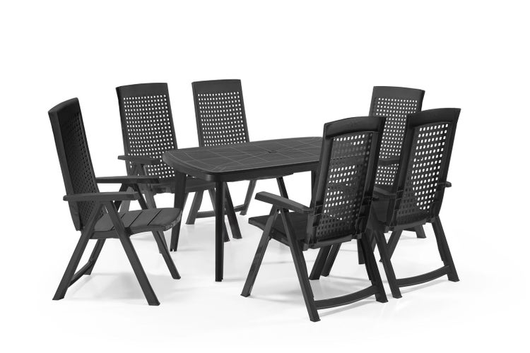 Shaf Milano 7-tlg. Outdoor-Essgruppen-Set, Anthrazit