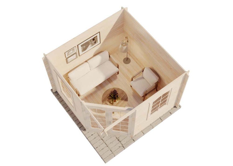 Alpholz 5-Eck Gartenhaus Viking aus Massiv-holz, Gerätehaus mit 28 mm Wandstärke, Garten Holzhaus inklusive Montagematerial, Geräteschuppen Größe: 300 x 300 cm, Spitzdach