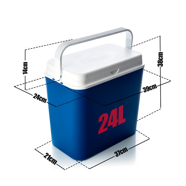 BigDean Kühlbox 24 Liter blau/weiß - Isolierbox mit bis zu 14 Std. Kühlung - Kühltasche für unterwegs - Outdoor Thermobox für Camping, Picknick & Garten - Made in Europe
