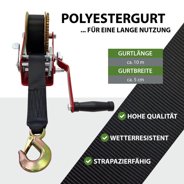 Polyestergurt mit einer Länge von circa 10 Metern und einer Breite von circa 5 Zentimetern für lange Nutzungsdauer