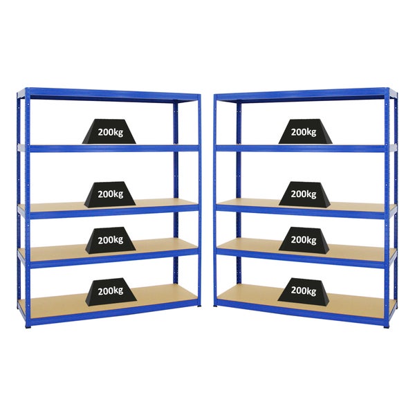 PROREGAL Mega Deal 2x Schwerlastregal Giant Elephant HxBxT 180 x 150 x 45 cm Fachlast 200 kg Blau