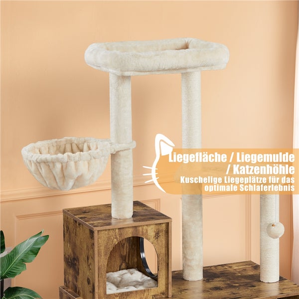 Katzenkratzbaum mit Liegeflächen, Liegemulde und Katzenhöhle
