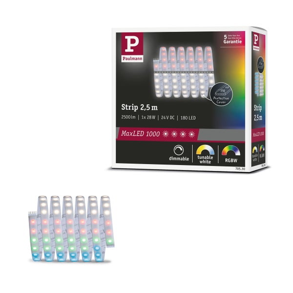 Paulmann Strip 2,5 Meter LED-Streifen mit fünf Jahren Garantie, dimmbar, tunable white und RGBW Funktion