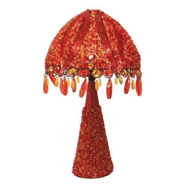 Dekorative Tischleuchte mit Kristallverzierungen