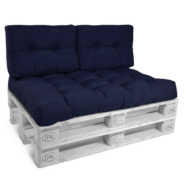Beautissu ECO Style Palettenkissen Rücken 60x40x10cm Dunkelblau (2tlg)