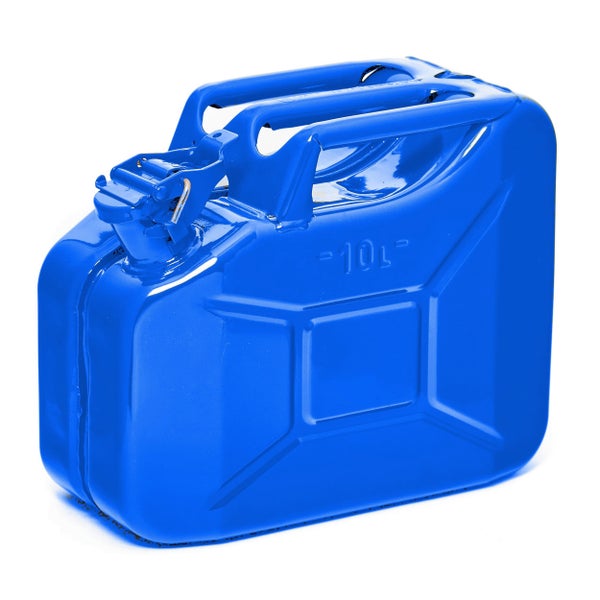 Blauer 10 Liter Kraftstoffkanister aus Metall