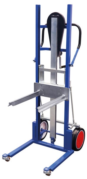 VARIOfit Materialheber mit Gabelzinken Tragkraft 250kg Vollgummibereifung Enzianblau RAL 5010