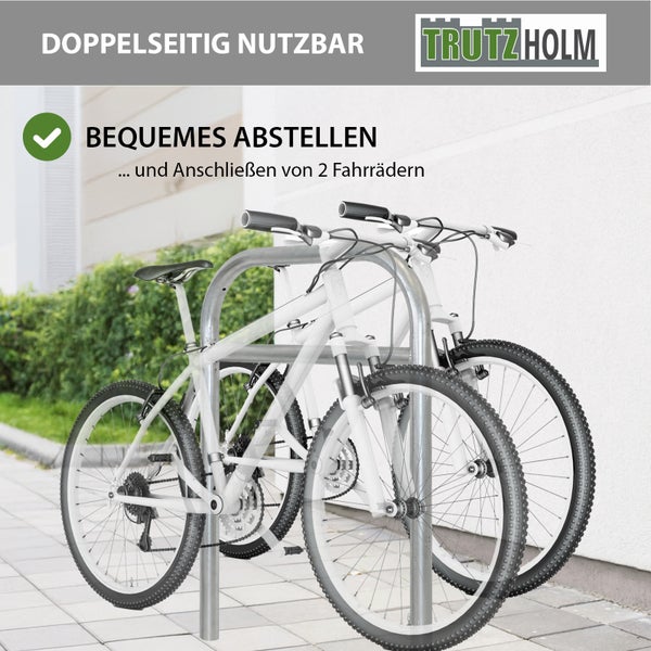 Fahrradanlehnbügel 115 x 78 cm Stahl feuerverzinkt Ø 49 mm zum Einbetonieren Fahrradständer in grau Typ H