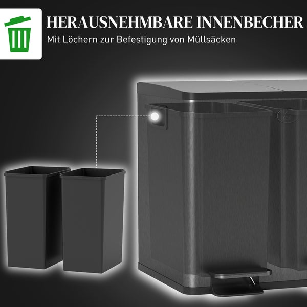 Abfalleimer mit Edelstahlrahmen Eigenschaften: wasserdicht, fingerabdrucksicher, leicht zu reinigen