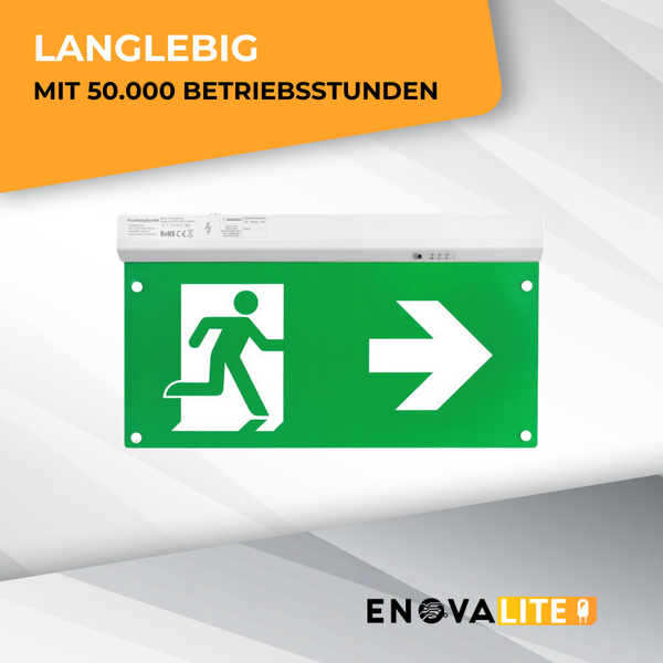 ENOVALITE LED Fluchtwegleuchte 4in1 Notleuchte mit Notstromeinheit TEST Funktion Notbeleuchtung mit Fernbedienung