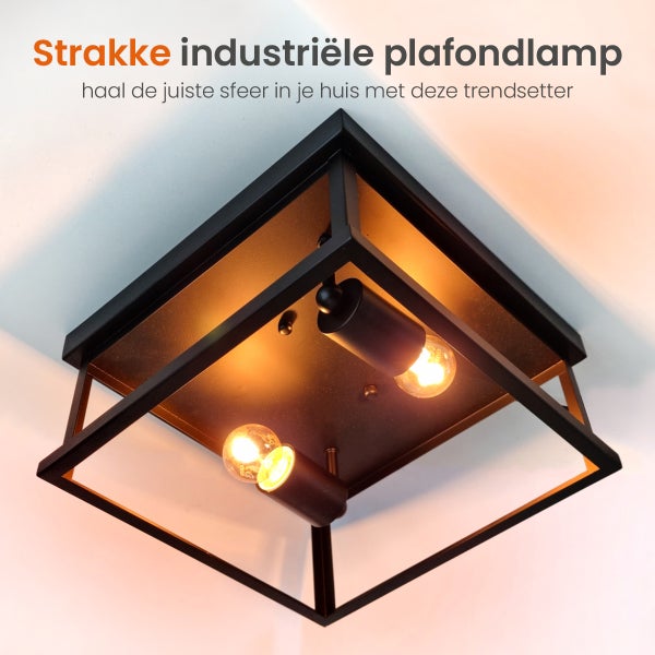 Goliving Deckenleuchte Industrial - Deckenleuchte - Doppellampe - E27 - Metall - Schwarz