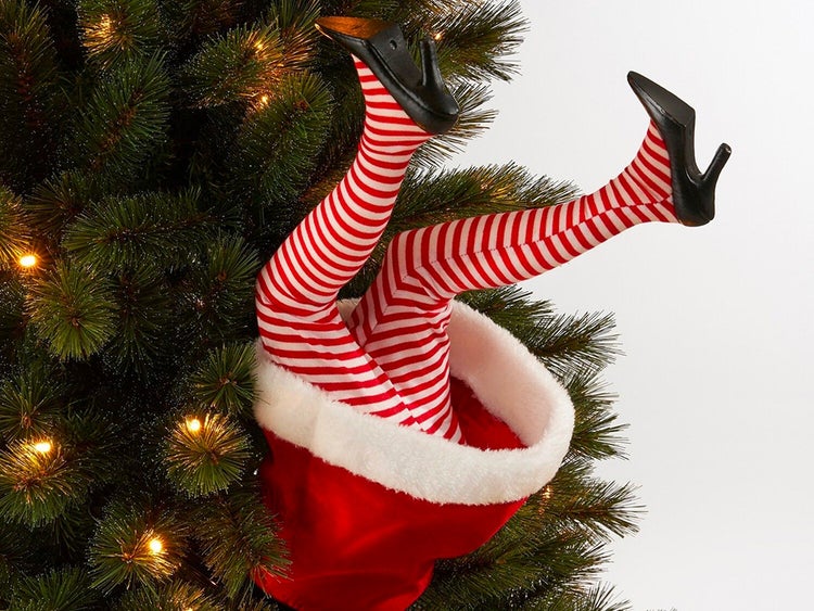 LAALU Bewegliche Beine der Frau Weihnachtsmann für Weihnachtsbaum 35 cm