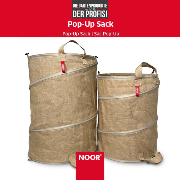 Gartenabfallsack POP-UP - 100 Liter - Jute - Gartensack selbststehend und faltbar - reißfester Laubsack zum Transport von Gartenabfällen