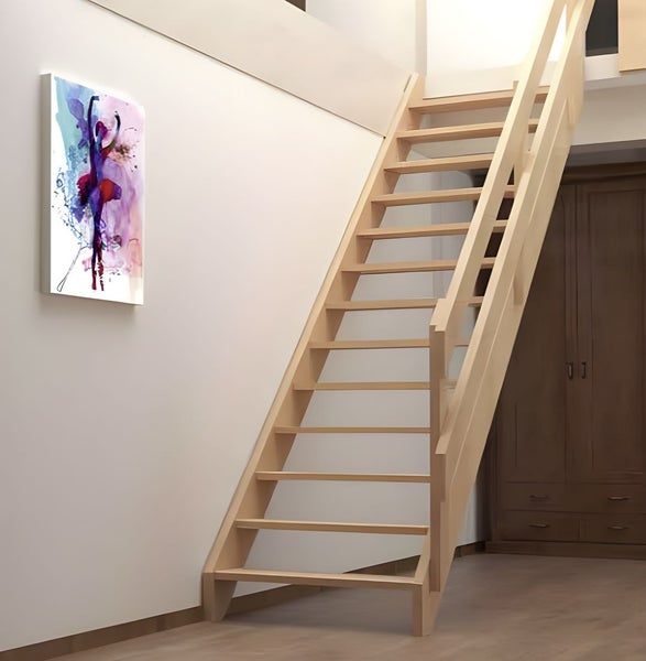 HandyStairs „Rustic60“ gerade Treppe – 60 cm breit – Höhe 280 cm – 13 Stufen aus Kiefernholz (30 mm)