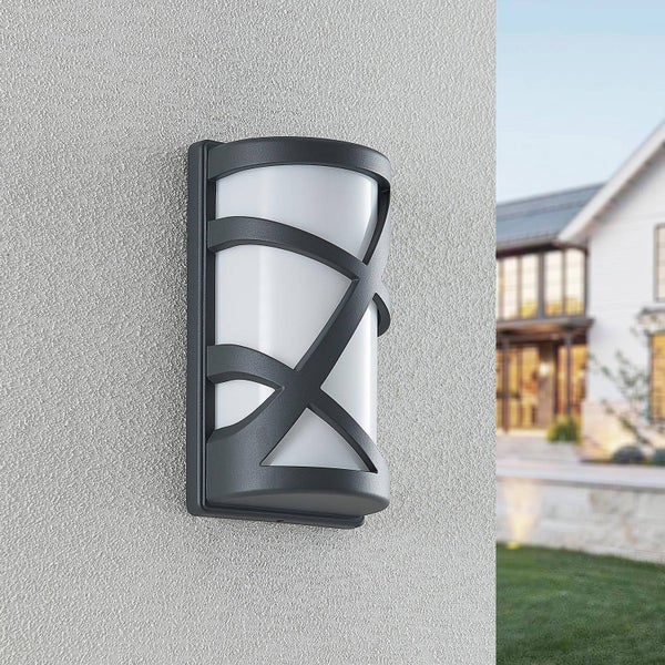 Lindby Wandleuchte außen Femani (spritzwassergeschützt (Modern) in Schwarz aus Aluminium (1 flammig, E27) - Außenwandleuchten Wandlampe Led Außenlampe Outdoor für Außenwand/Hauswand