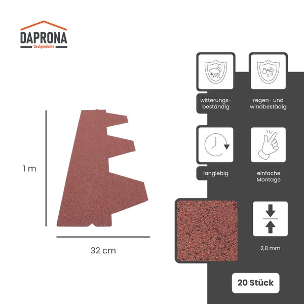 Daprona Biberschwanz Dachschindeln, 1 Meter mal 32 Zentimeter, 2,8 Millimeter Stärke, witterungsbeständig, langlebig, 20 Stück.
